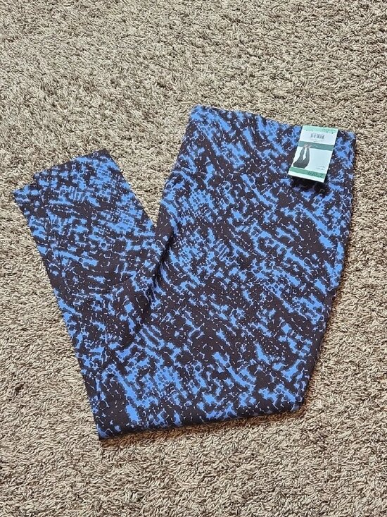 Terra & Sky Pants - High Rise Fitted 3X 24W - 26W Plus Size Leggings Pants Snake Texture Blue Breeze